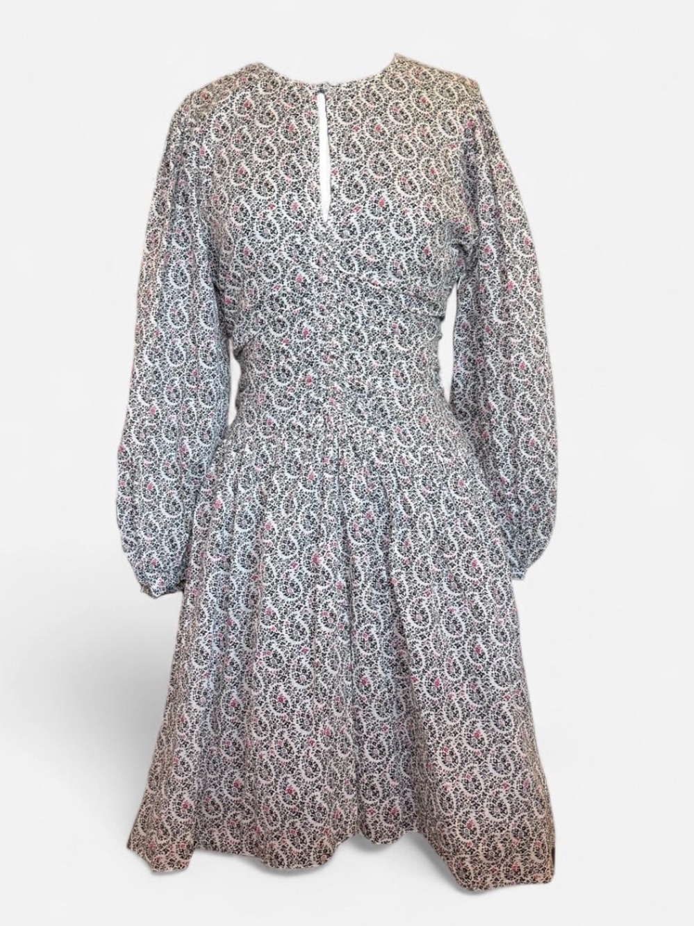 Isabel Marant Black & Pink Printed Long-Sleeve Smocked Dress